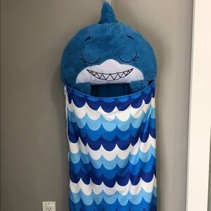 Happy Nappers Blue Shark 2-in-1 Pillow & Sleeping Bag – 20”x43”